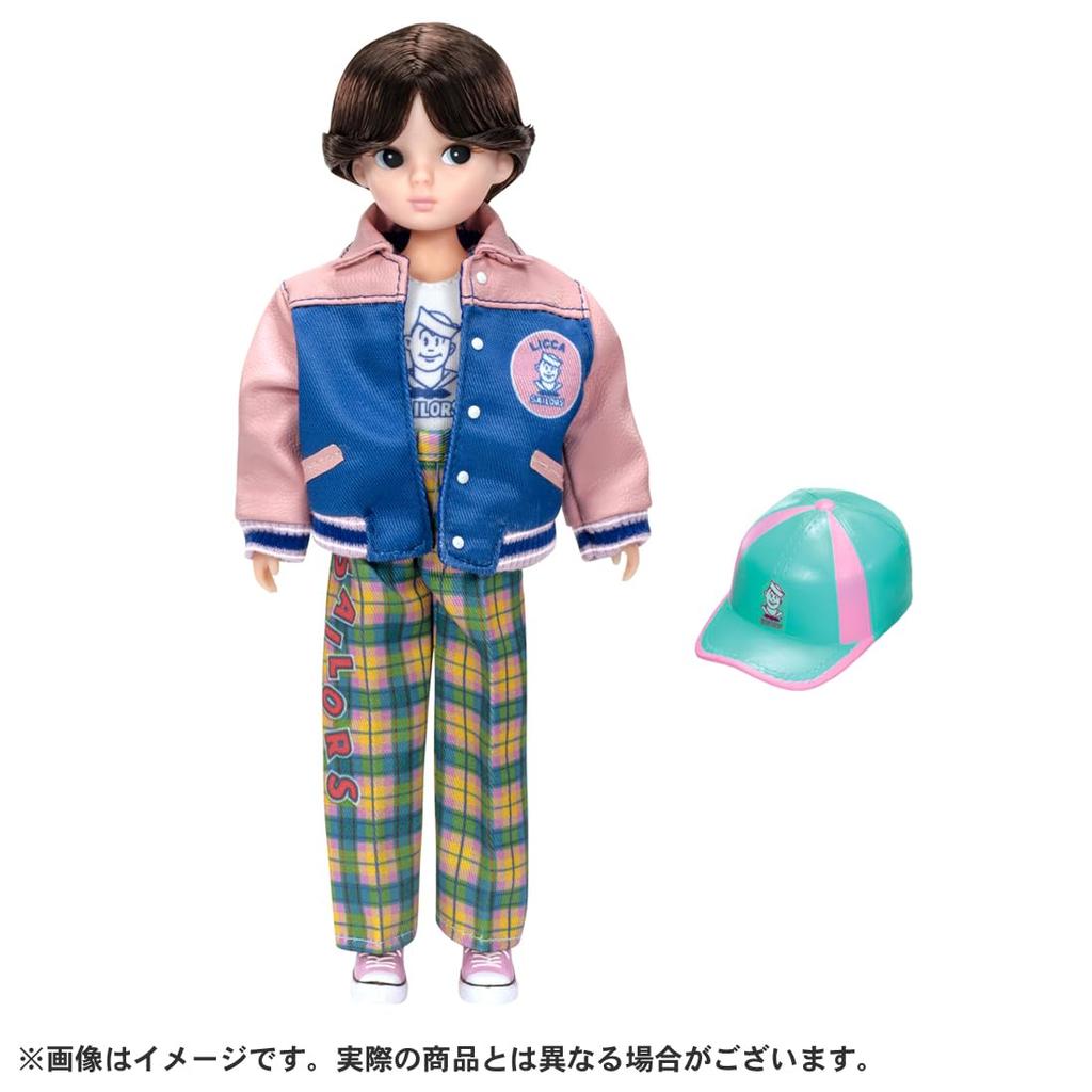 Takara Tomy Doll Retro Licca Sailors Stadium Jacket Fashion Pretend Play Toy for Ages 3 and Up Licca-chan Dress-Up