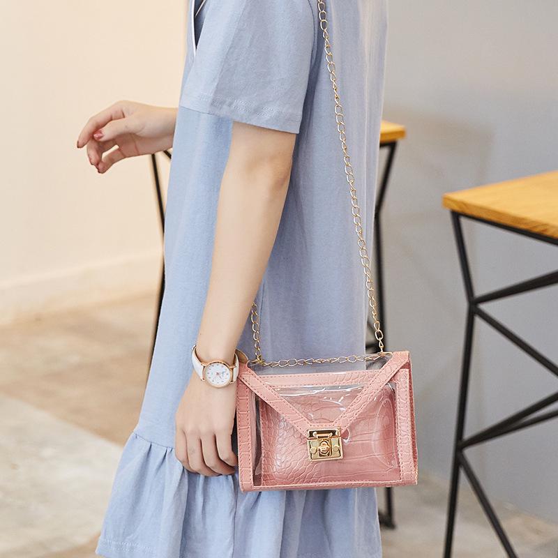 Guangzhou Women's Bag Fashionable Personalized Lock Chain Crocodile Pattern Jelly Mother Bag Small Square Bag Tide