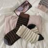 Striped Socks, Mid-Tube Socks, Classic Retro Contrasting Colors, Versatile Literary Niche Design, Piled Up Socks
