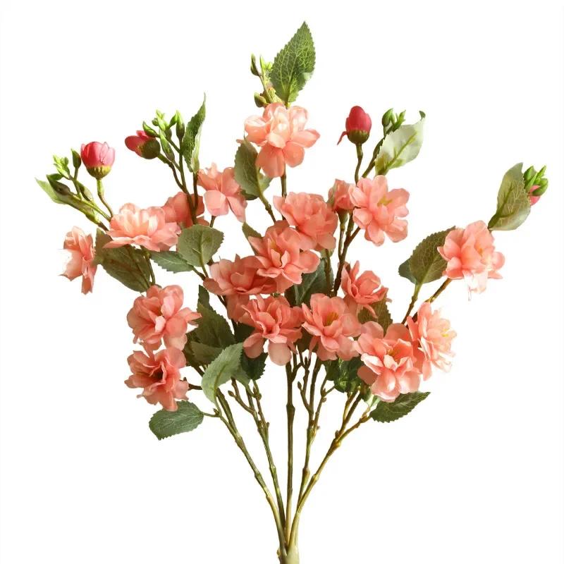 Simulation Flowers Silk White Camellias Bouquet Bedroom Decorative Artificial Pink Camellia Wedding Decorative Fake Flower