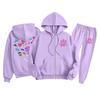 Children's Fashion  Long Sleeve Zipper Hooded Sweatshirt Sweatpants Solid Color Pocket Sweatshirt Set