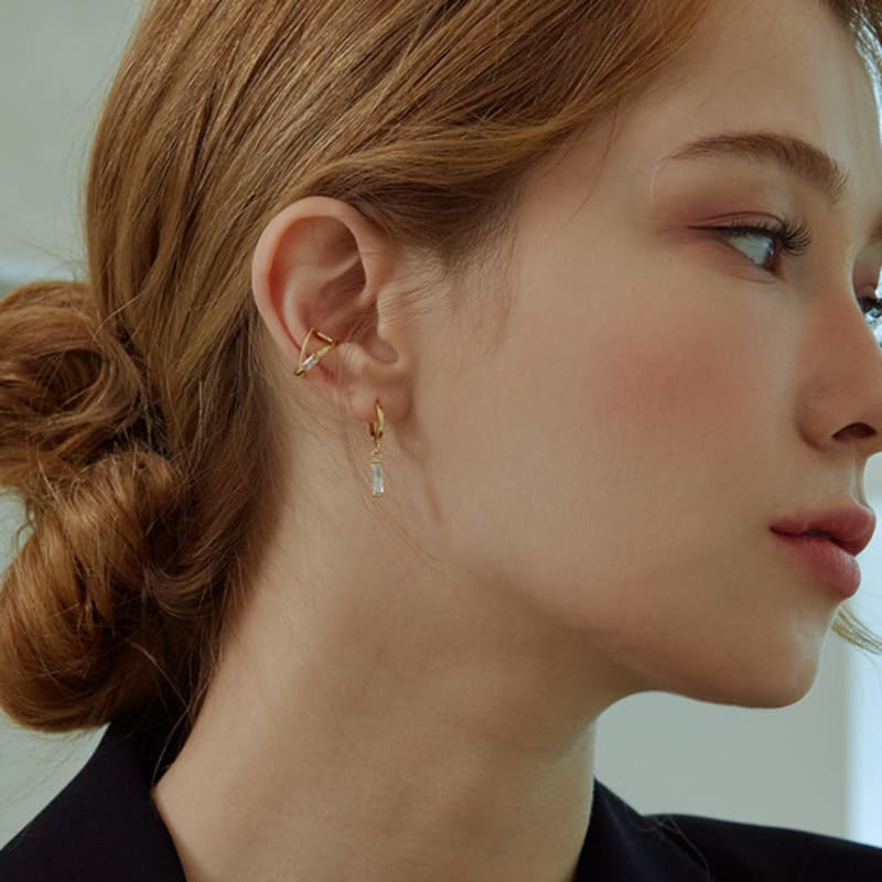 

Shertz Square Crystal Onetouch Earring (14k) Rose gold