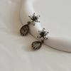 _JJ37 Flower Gemstone Point Drop Earrings