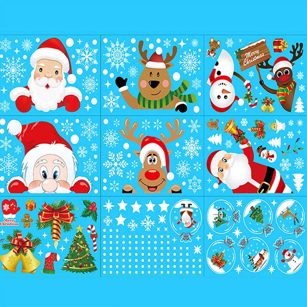 New Christmas Mirror PVC Window Stickers Santa Claus Elk Embellishment Snowflake Wall Decals New Year Glass Paste 2026