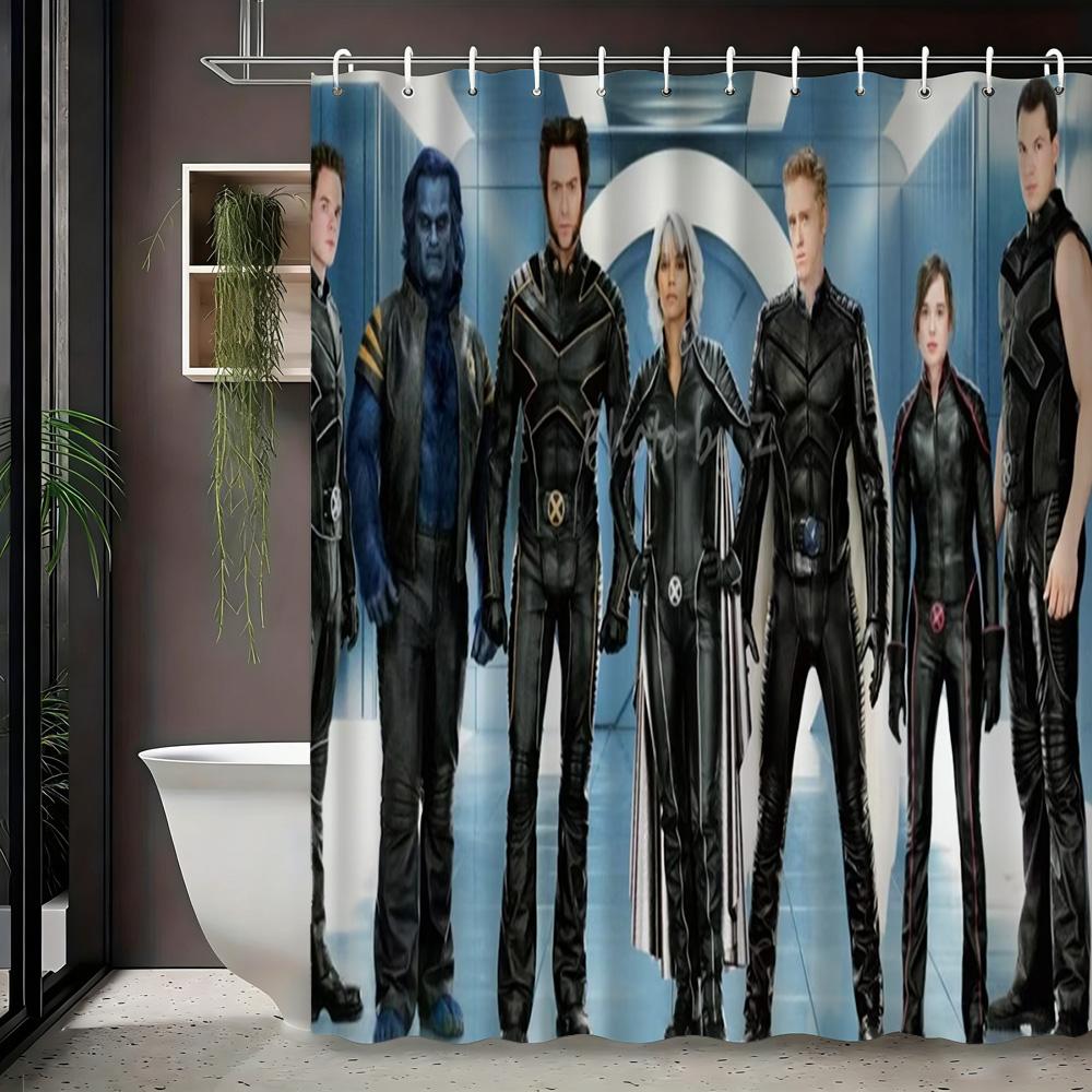 X-Men Team Black Suits Waterproof Shower Curtain For Superhero Bathroom Decor