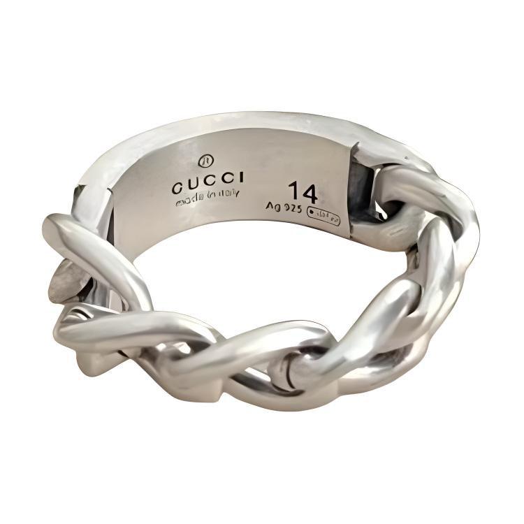 Gucci Anello a Catena con Targhetta Logo 678711-J8410-9071