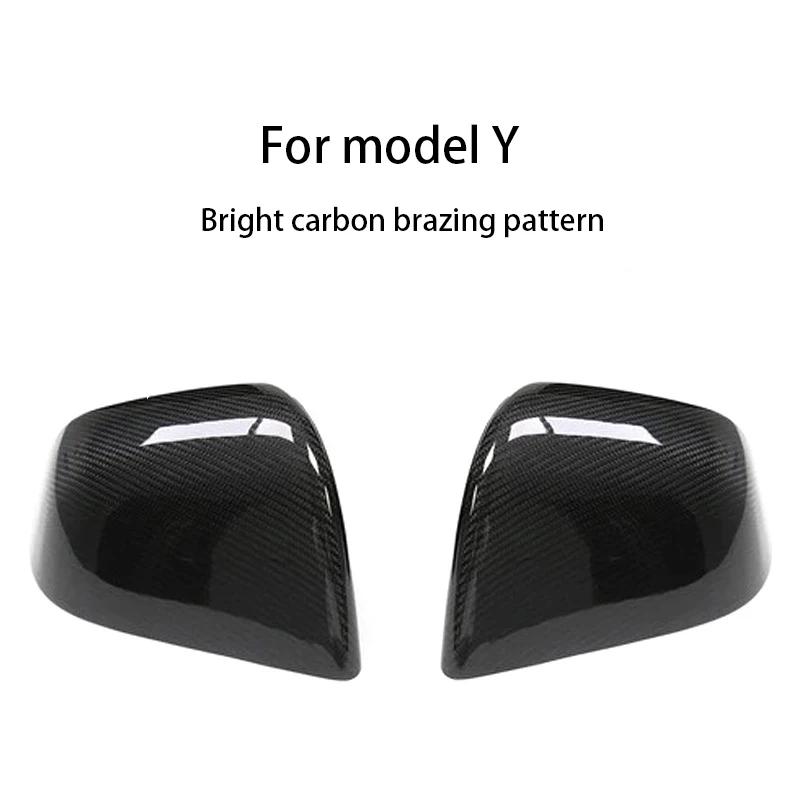 Dry Carbon Fiber Mirror Caps for Tesla Model Y/3 Highland 2017-2025 2025 Sticky Installation Matte/Glossy Style Mirrors Cover