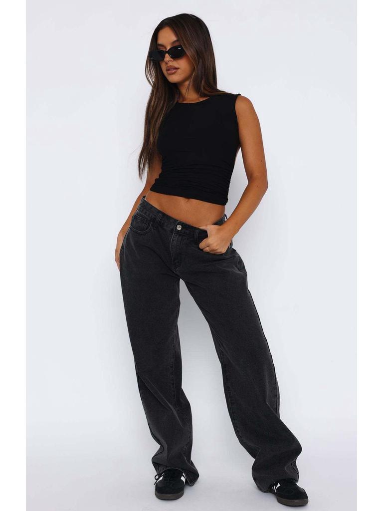 High Waist Slim Straight Damenjeans - Europäischer & Amerikanischer Stil