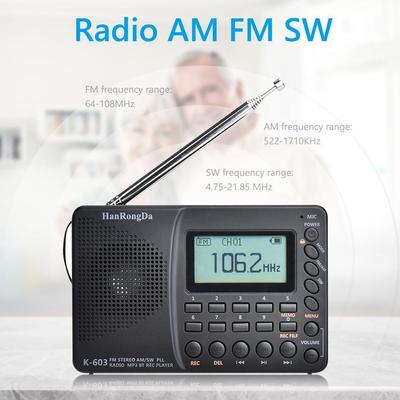 K603 Fm/sw/am Radio Digital Multibanda Reproductor Mp3 Grabadora Bluetooth Radiograma