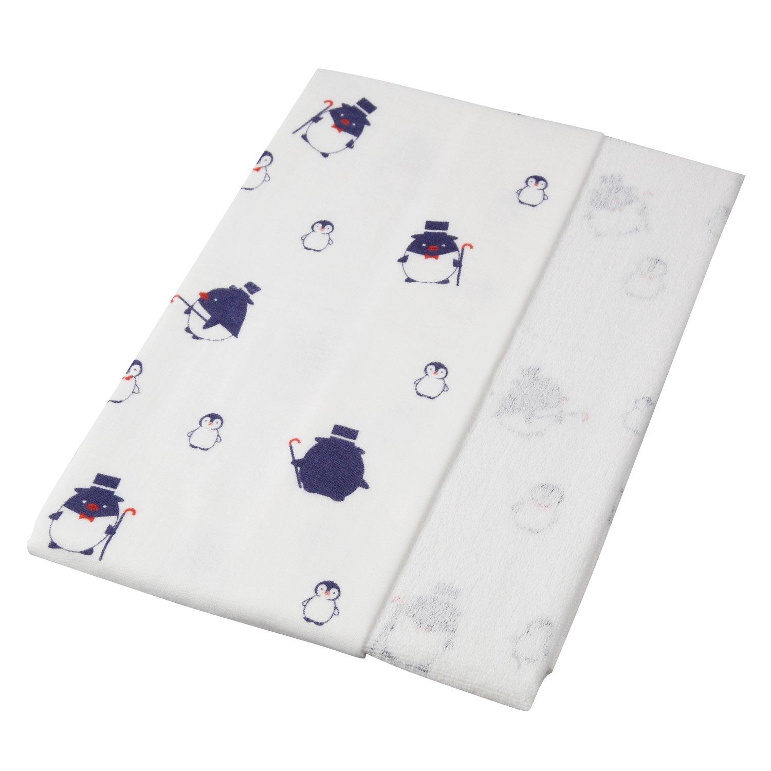 

Isamu Shokai Cotton Gauze Bath Made in Penguin Baby Bath Bathtub Bath Sensitive Delicate 100% Towel, Japan, Pattern, 90x90cm, & Skincare, & Sheet,