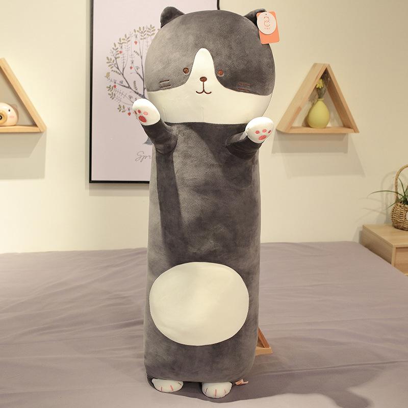 Cute Soft Cat Doll Plush Toy Girl Bed Sleeping with Pinch Legs Long Throw Pillow Cat Doll