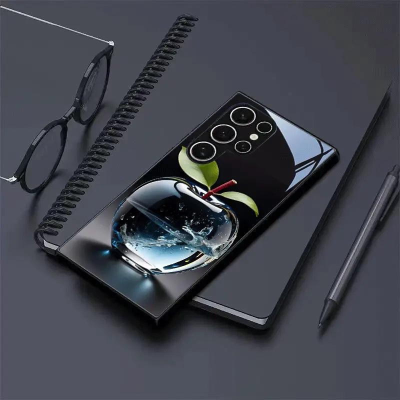 Foreign Trade Three-dimensional Crystal Tempered Glass Samsung S23plus Mobile Phone Case SamsungS24Ultra