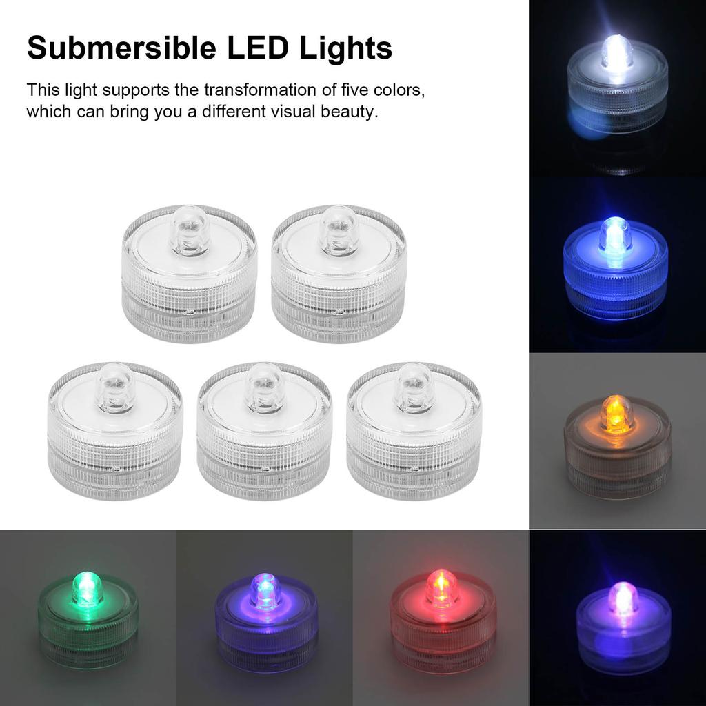 5 Pezzi Luci LED Sommergibili Luci Impermeabili per Paesaggio per Acquario Cascata Base Vaso