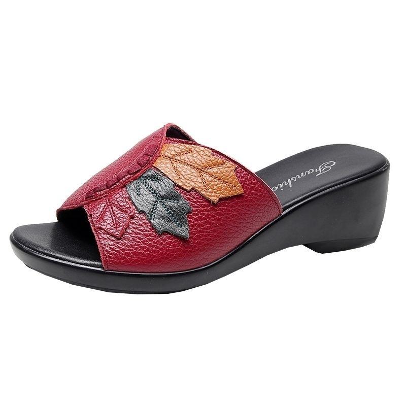 Fashion Female Shoes Peep Toe Low Slippers Flat Med Slides On A Wedge 2025 Soft Fabric Rome Hoof Heels PU Rubber Casual Scandals