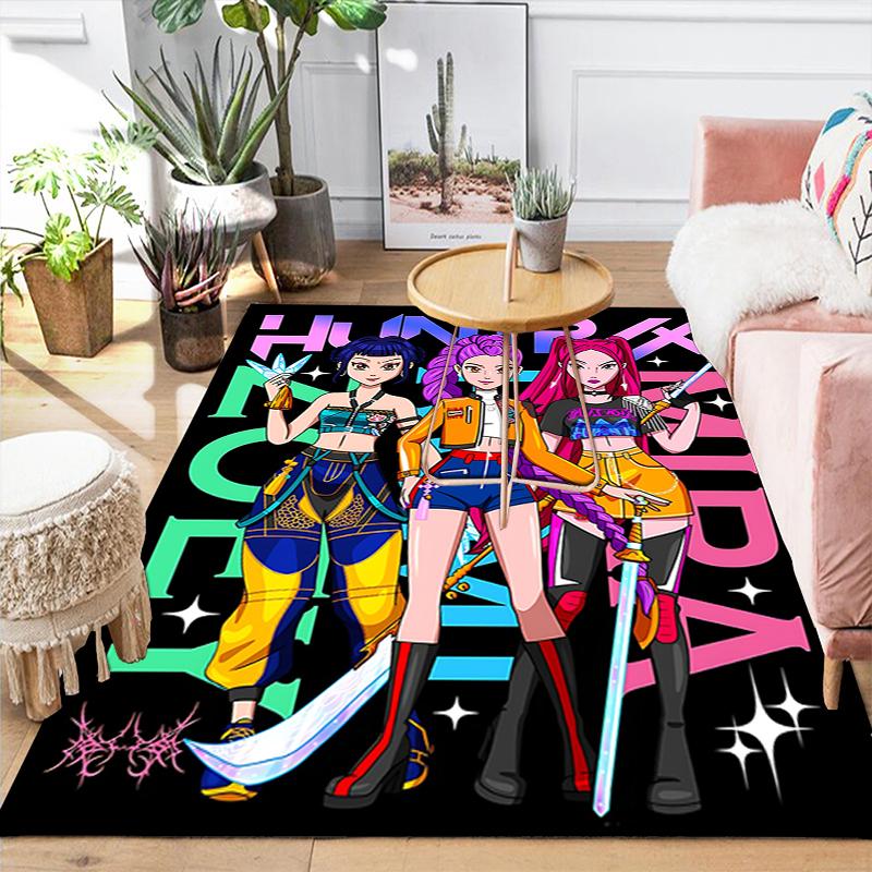 1Pc Fantasy Warrior Girls Rug, Office Carpet Indoor Outdoor Doormat, Non-Slip Soft, Living Room, Christmas Halloween Gift M929447