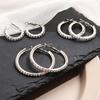 3 Pairs Full Shiny Rhinestone Hoop Earrings For Women Gold Color Sparkling Exaggerated Circle Earring Simple Luxury Jewelry Gift