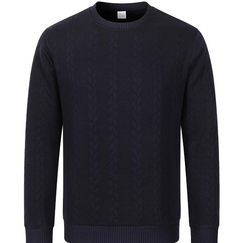 Herre Ensfarget Rund Hals Langermet Tung Jacquard Herre Twist Pullover Genser