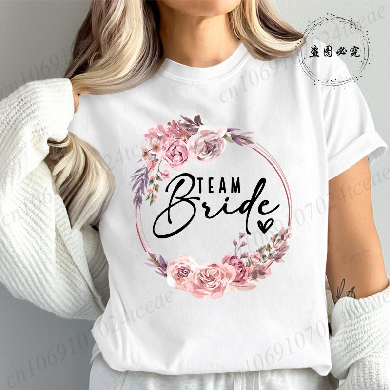 Bachelorette Party Print Bridal TShirt Short Sleeve Tshirt Casual Bridesmaid Tops Womens Clothing Fashion Casual TShirt T02