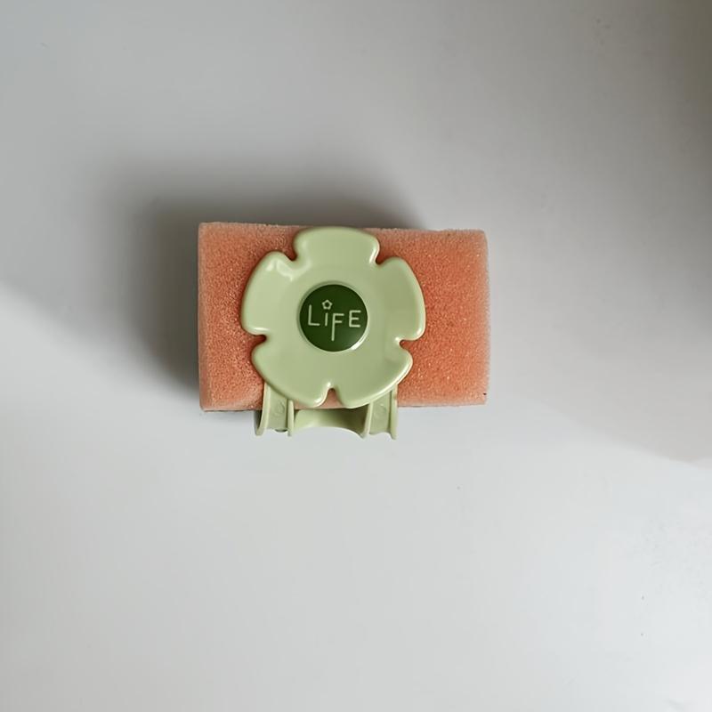 1 Floral suction cup sponge holder - Multifunctional kitchen storage box Suitable for sponges Spoon and spatula With drainage hook Durable зелёный