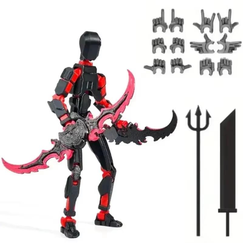 3D Articulated Cool Figures Not Assembled Action Miniatures Set Giant Sword Titan Robot Action Figure DIY Dummy Doll Ornament