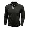 Men's Spring And Solid Color T-shirt Lapel 3 Button Open Placket Button Long Sleeved Top
