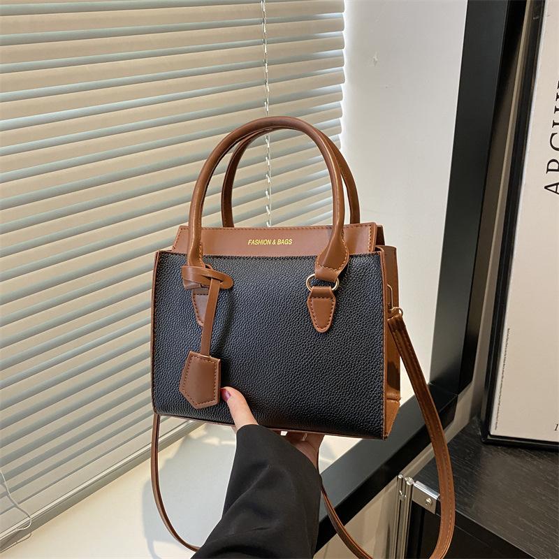 New beautiful contrasting color design sense niche atmosphere high texture women's handbag versatile shoulder messenger bag