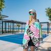 1 Quick Dry Lightweight Oversized Beach Towel - Modern Digital Printed Zebra Pattern With Neon Decor For Beach, Pool, Camping