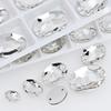 Oval Ellipse Crystal Clear Glass Rhinestone with 2 Holes Flat Back Sew On Strass Craft for Wedding Clothes Bags Garment Ornament