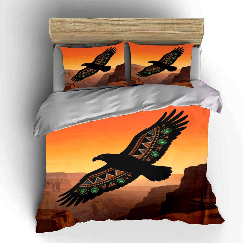 Bohemian Eagle Design Art Set Soft Comfortable Duvet Cover Bedding Set Included 1*Duvet Cover & 2*Pillowcases, Gift
