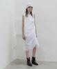 Mosyupamosyu Asymmetrical Shirred Sleeveless Dress [White]