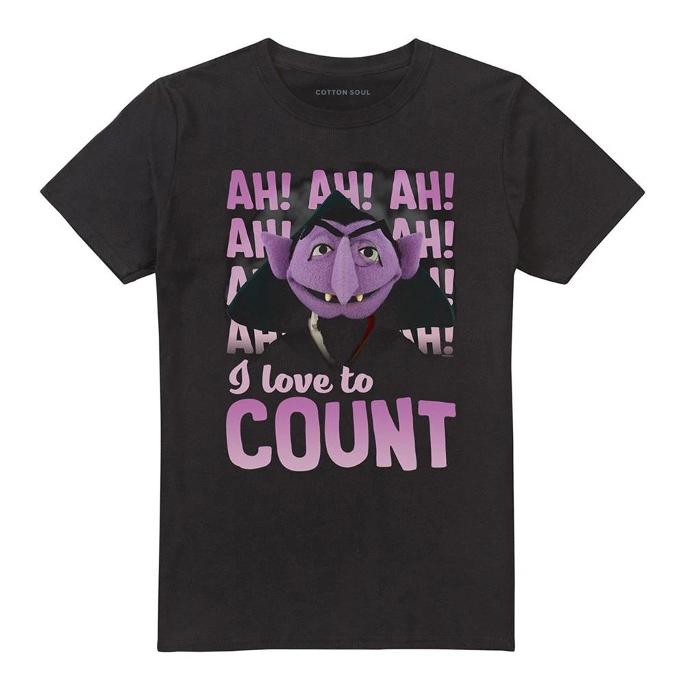 Sesame Street The Count Ah! Ah! Ah! 100% Cotton T-shirt Mens Tees Top S-5XL, Black M