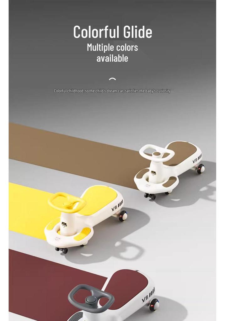 Children's Sliding Wiggle Car, Ages 1-3, Double Person, Anti-Rollover, Suitable for Adults