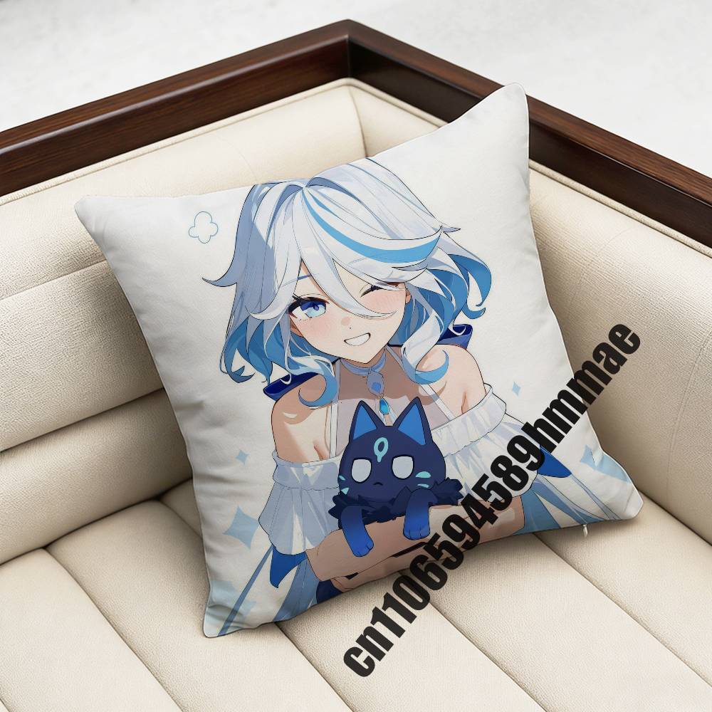 Genshin Impact Furina Throw Pillow Case Sham 45X45Cm 35X35Cm Square Home Pillowcase Cushion Cover