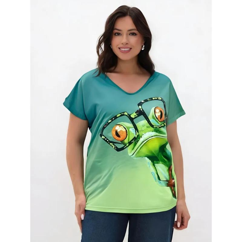 

Tree Frog 3D Printed Short Sleeve Summer Vacation Sports Quick Dry Breathable Fashion Comfortable Street T-shirt 5XL