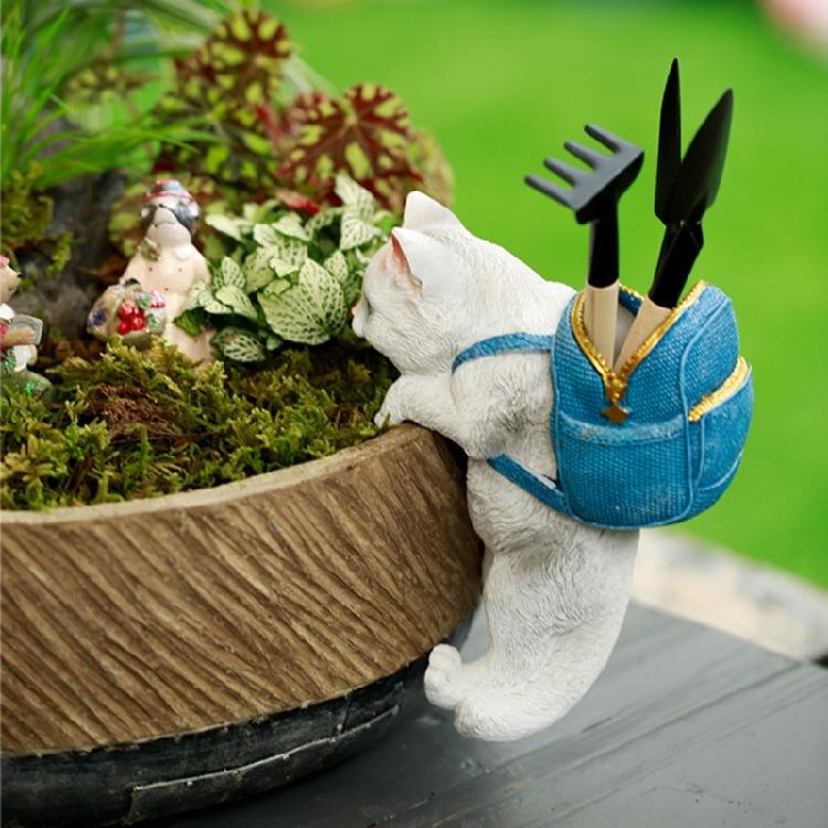 Animal Potted Plant Statue Cute Garden Statues Hanging Rabbit Outdoor Decoration