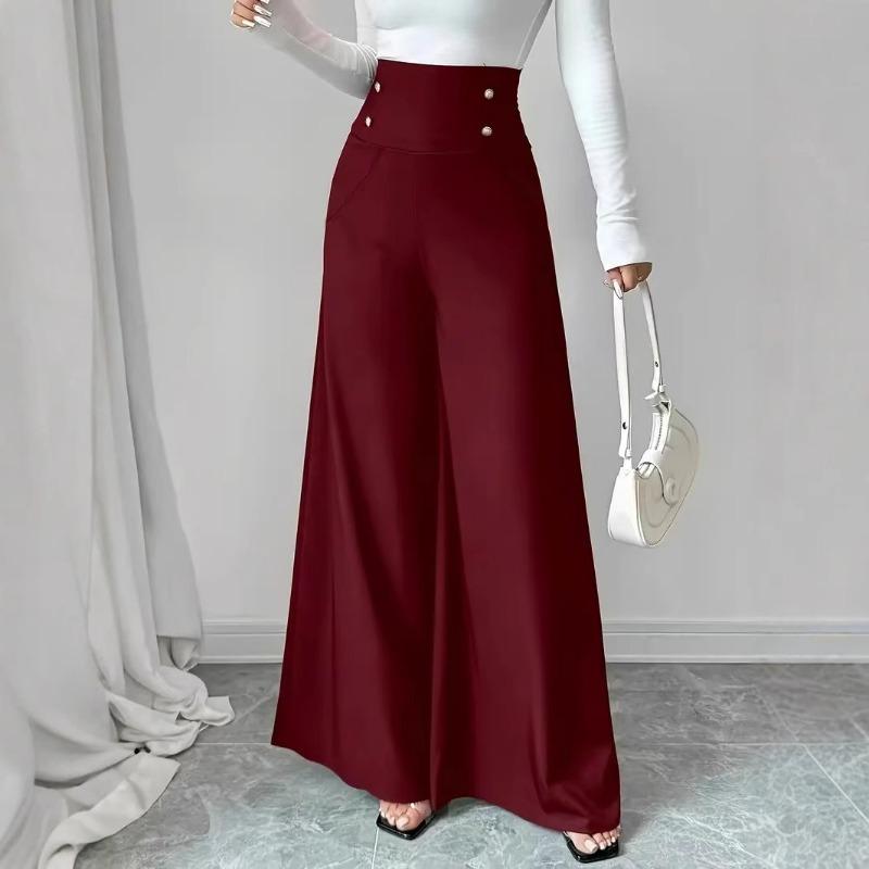Damen S High Waist Weite Hosen mit Taschen für die Büroarbeit