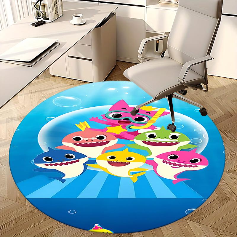 Baby Shark Chair Mat - Round Carpet for Home Decor, Office Use, Living Room, Bedroom, Gift Idea0259b