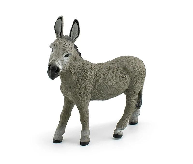 1Pcs Farm Animal Toys Lifelike Donkey Animal Figurines Plaything Figures Solid Grey Mule Models Static Pvc Decoration Crafts