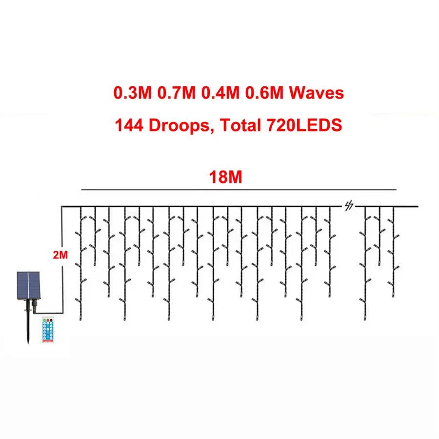 Solar Icicle String Lights Waterproof Solar Christmas Icicle Lights Outdoor Solar Curtain Fairy Light for Party Wedding Decor