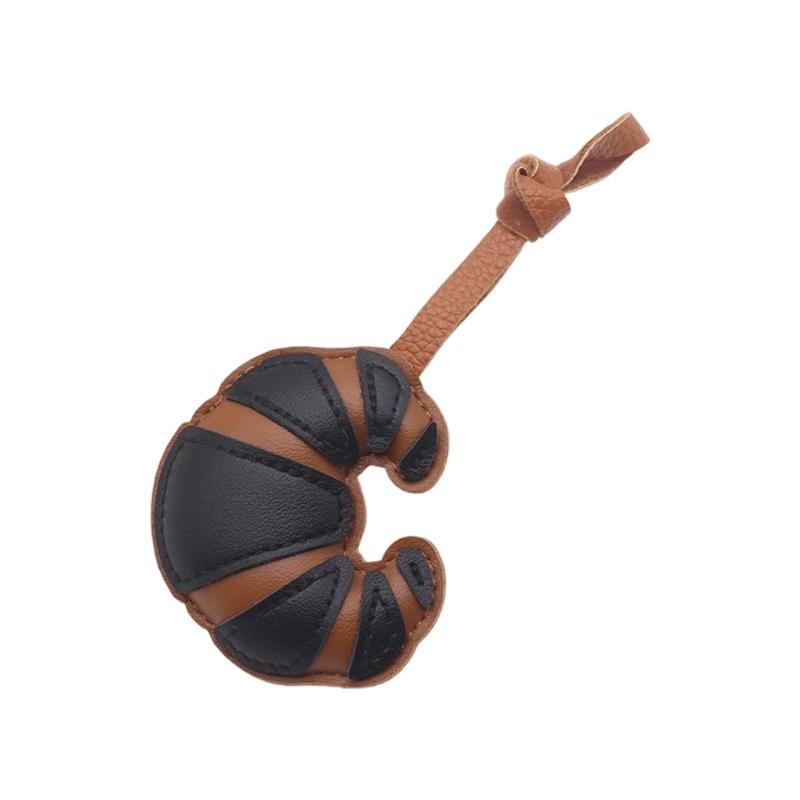 Handgenähtes Patchwork Croissant Schlüsselanhänger Vintage Stil Leder Dekoration Schlüsselanhänger Ornament Für den täglichen Gebrauch