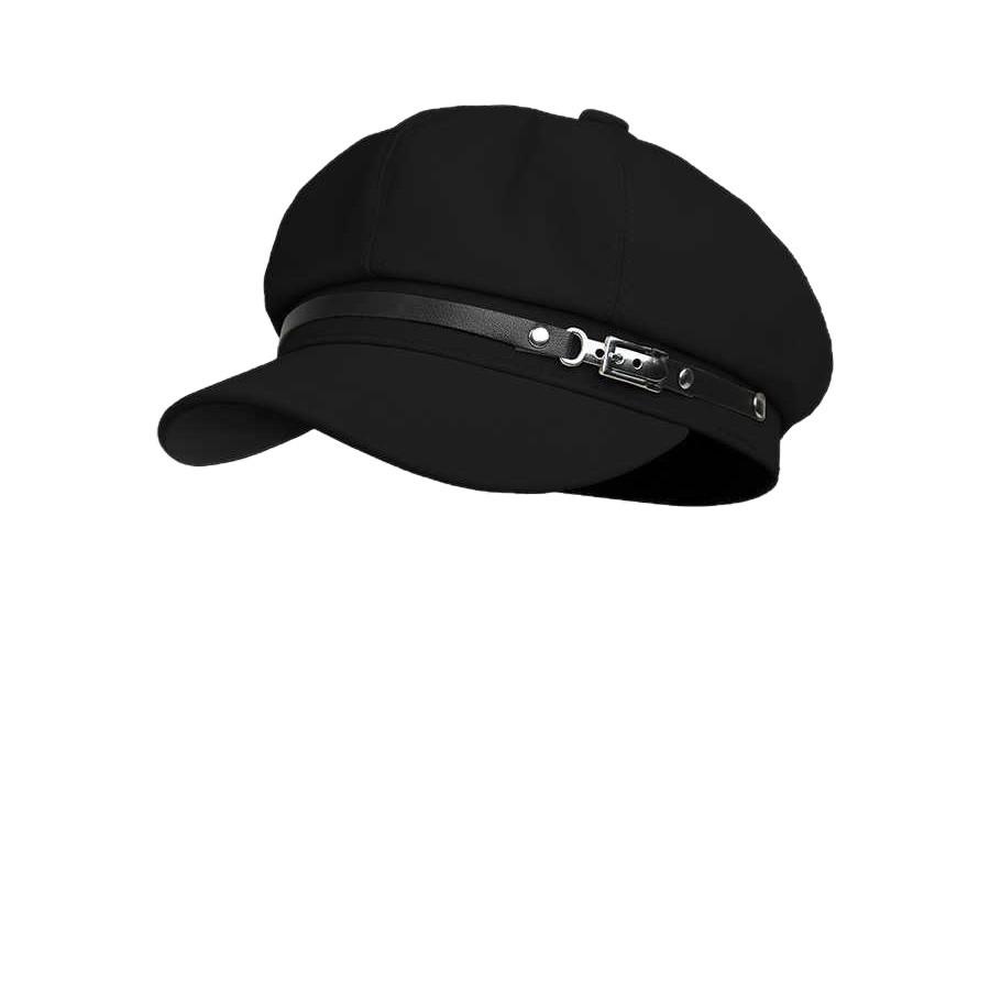 British Style Belt Buckle Beret Spring and Autumn Versatile Hat for Women Korean Casual Navy Hat Showing Face Little Painter Hat