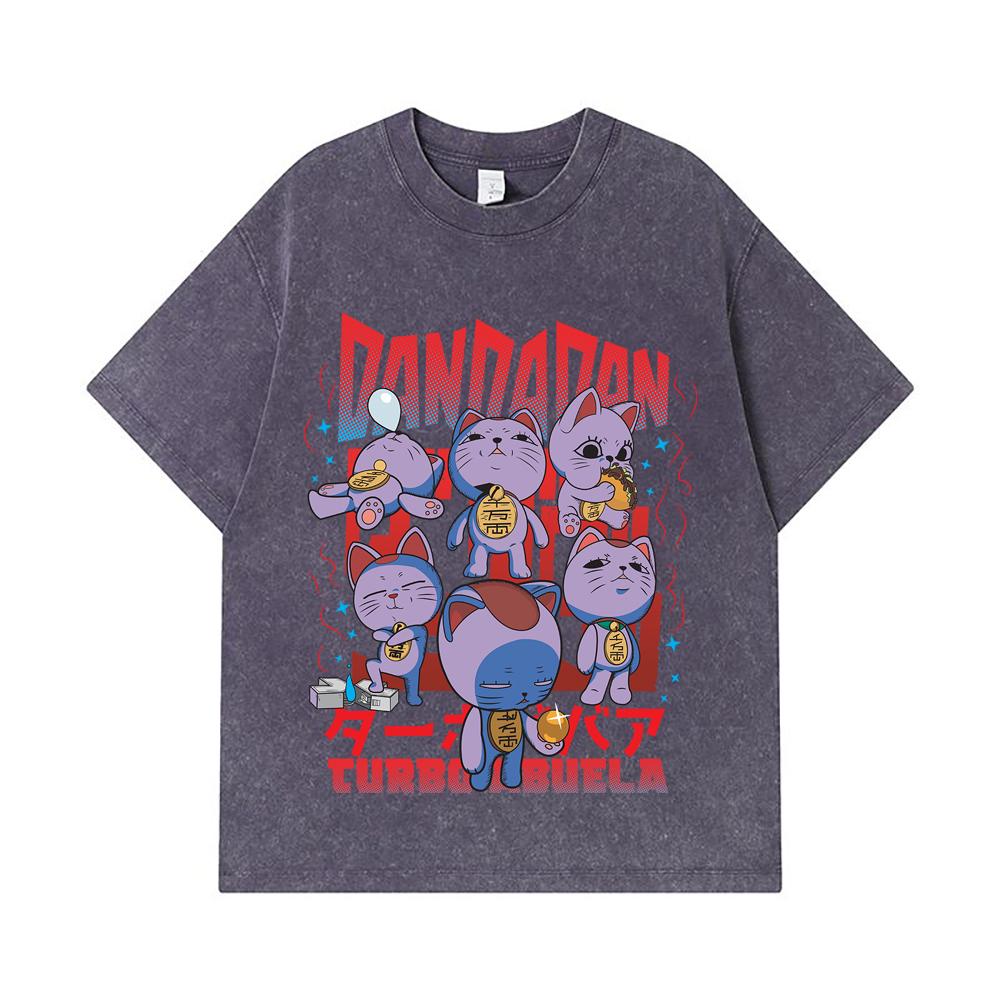 275 GSM Washed T-shirts 100% Cotton Dandadan V30 Turbo Granny Print Unisex Heavy Cotton T Shirt