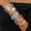 AB Colorful Acrylic Opening Bangle Irregular Large Resin Bracelet Fashion Wide Cuff Bracelet  Women