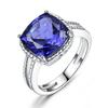 925 Sterling Silver Rings Princess Cut Created Nano Tanzanite Blue Square Gemstone Party Wedding Fine Jewelry Christmas Gift