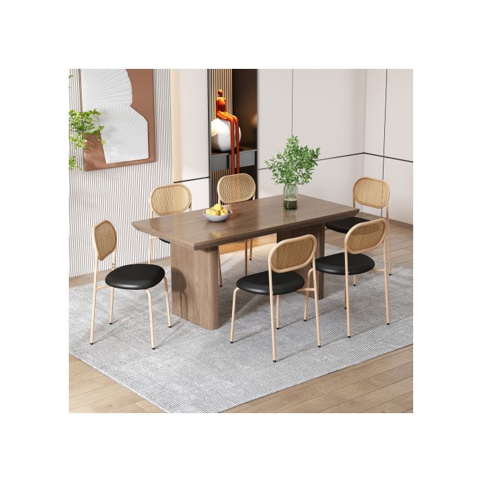 Chaises De Salle À Manger - MUVOE - Lot De 4 - Rotin Naturel - Métal - Confort Ergonomique