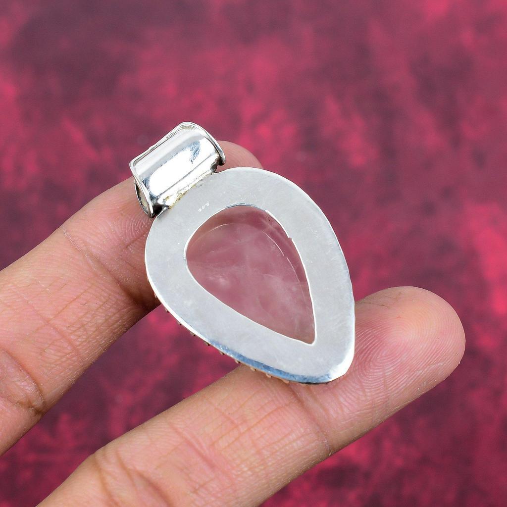 Rose Quartz Jewelry, 925 Solid Sterling Silver Pendant Handmade Gemstone Jewelry, Gifts For Wife Brand New Pendant