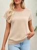 Women's Crochet Knit Short Sleeve Sweater Top Crew Neck Summer Casual Pullover