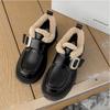Fashionable British Style Plush Warm Loafers for Women Winter New Waterproof Garden Shoes Round Toe Thick Sole Low-top Shoes