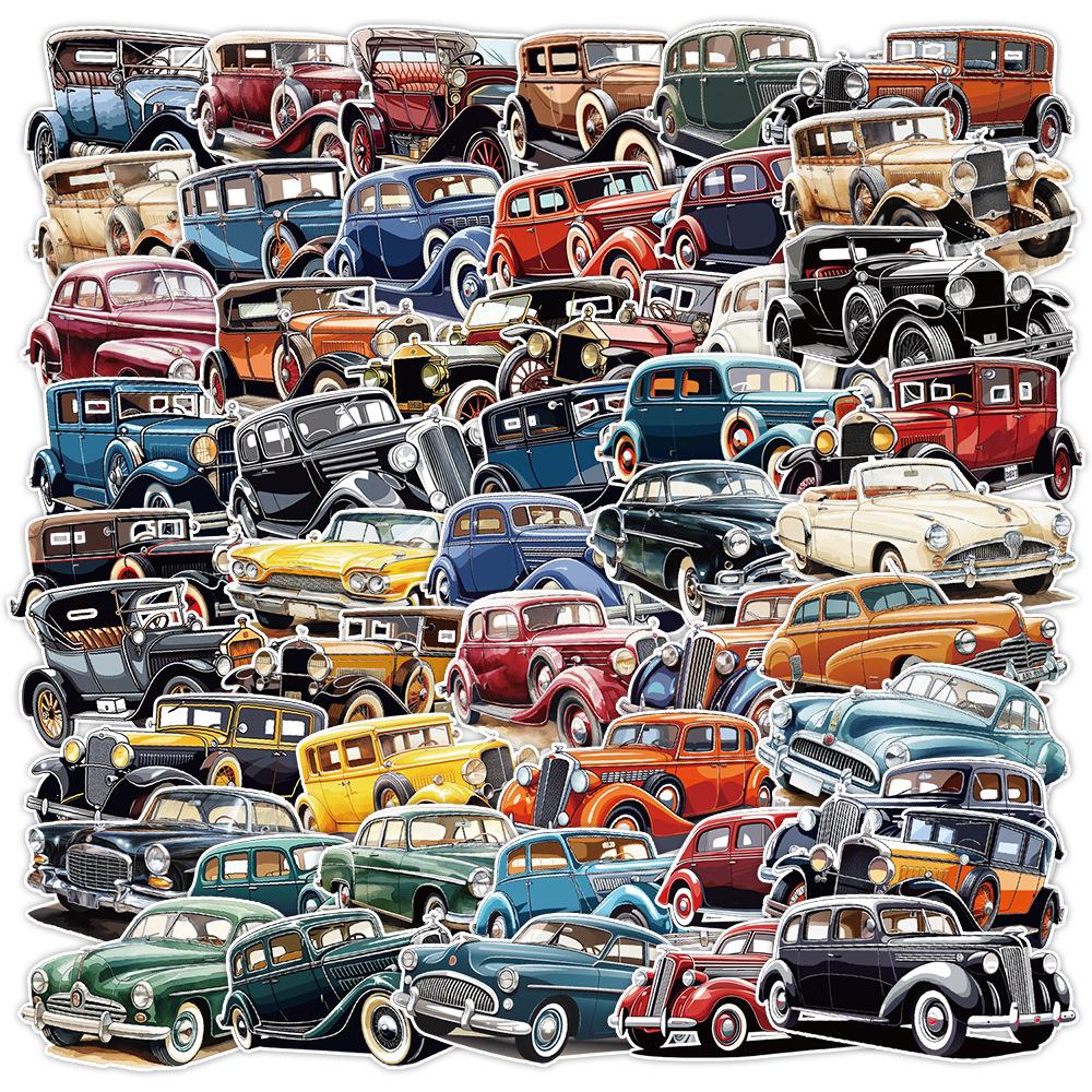 

50 Ретро Винтажных Автомобильных Граффити Наклеек: Водонепроницаемые декоративные наклейки для стаканов для воды, компьютеров и скейтбордов.