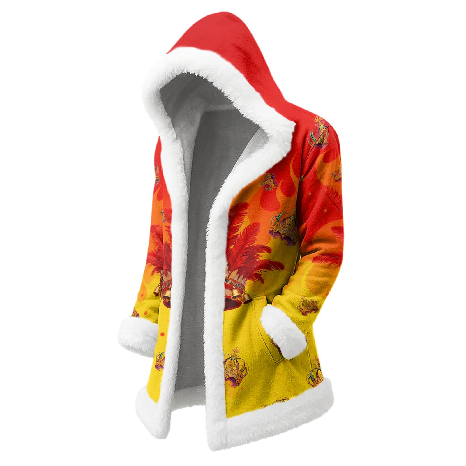 

Unisex Casual And Fashionable Plush Collar Hooded Long Sleeved Carnival Print Jacket XL красный